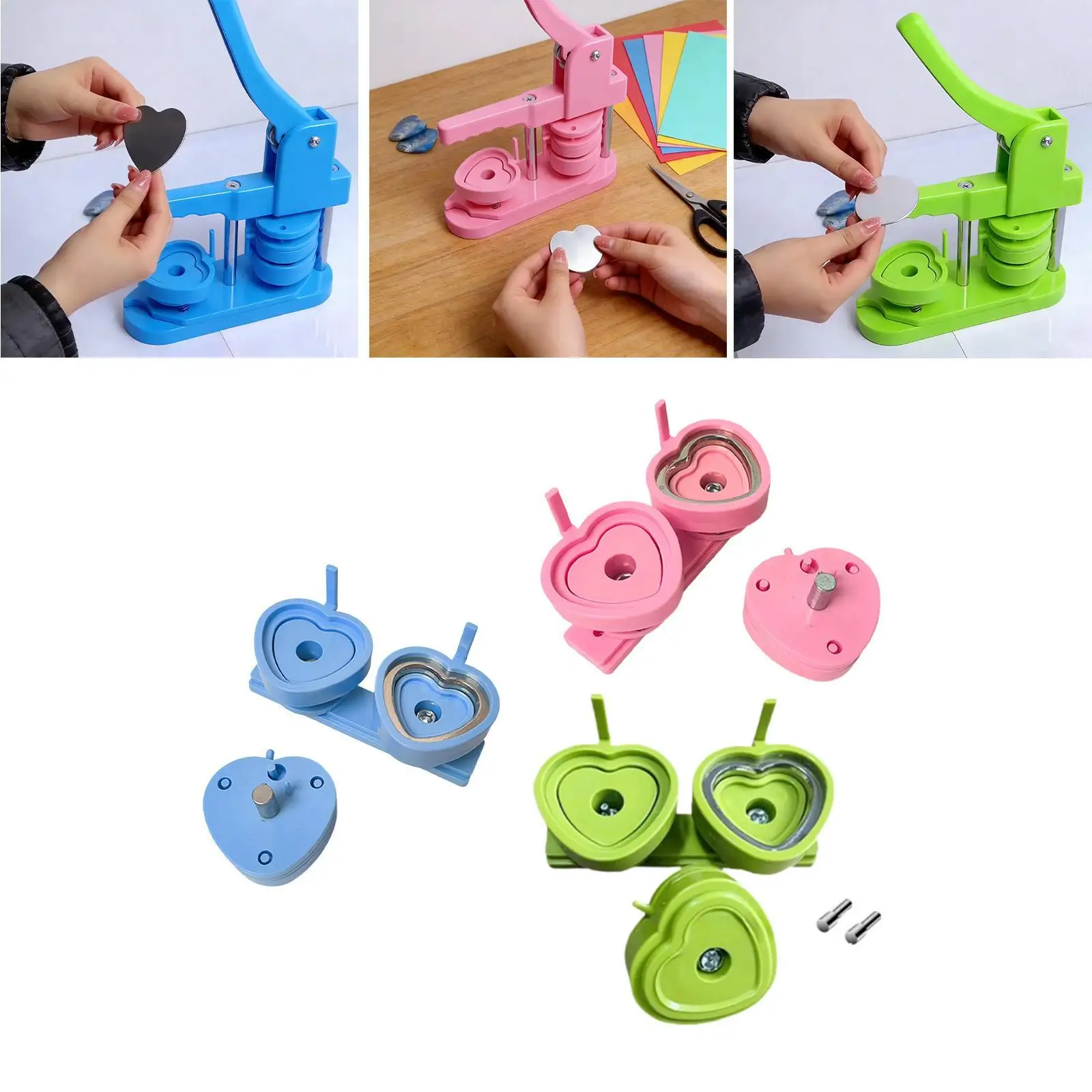 

Машина для изготовления пуговиц в форме сердца, идеально подходит для дней рождения, с выдвижным прессом, для мастерской.