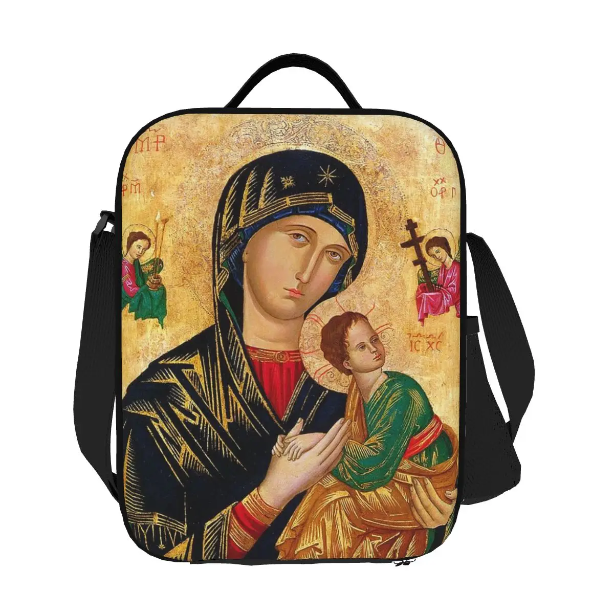 

Our Lady Of Perpetual Help Portable Lunch Boxes Leakproof Roman Catholic Virgin Mary Thermal Cooler Food Insulated Lunch Bag