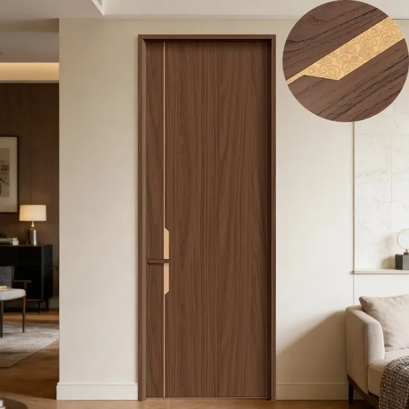 for Solid Wood Door Bedroom Wooden Indoor Room Pure Carbon Crystal Invisible Set Paint-free Apartment Door Wholesale