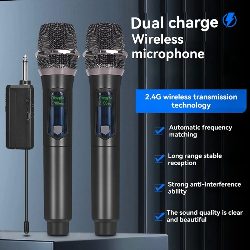 Microphone professionnel sans fil, adapté pour le chant, la fête, la performance, la salle de réunion, la maison