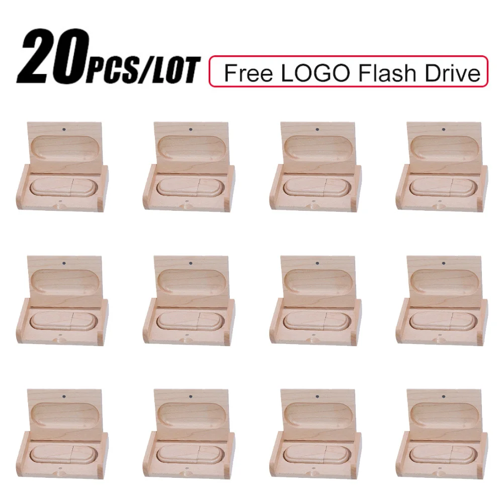 

20PCS/LOT free custom logo laser engraving wooden+Box Memory Stick pendrive 4GB 8GB 128GB USB 2.0 Flash Drive photography gift