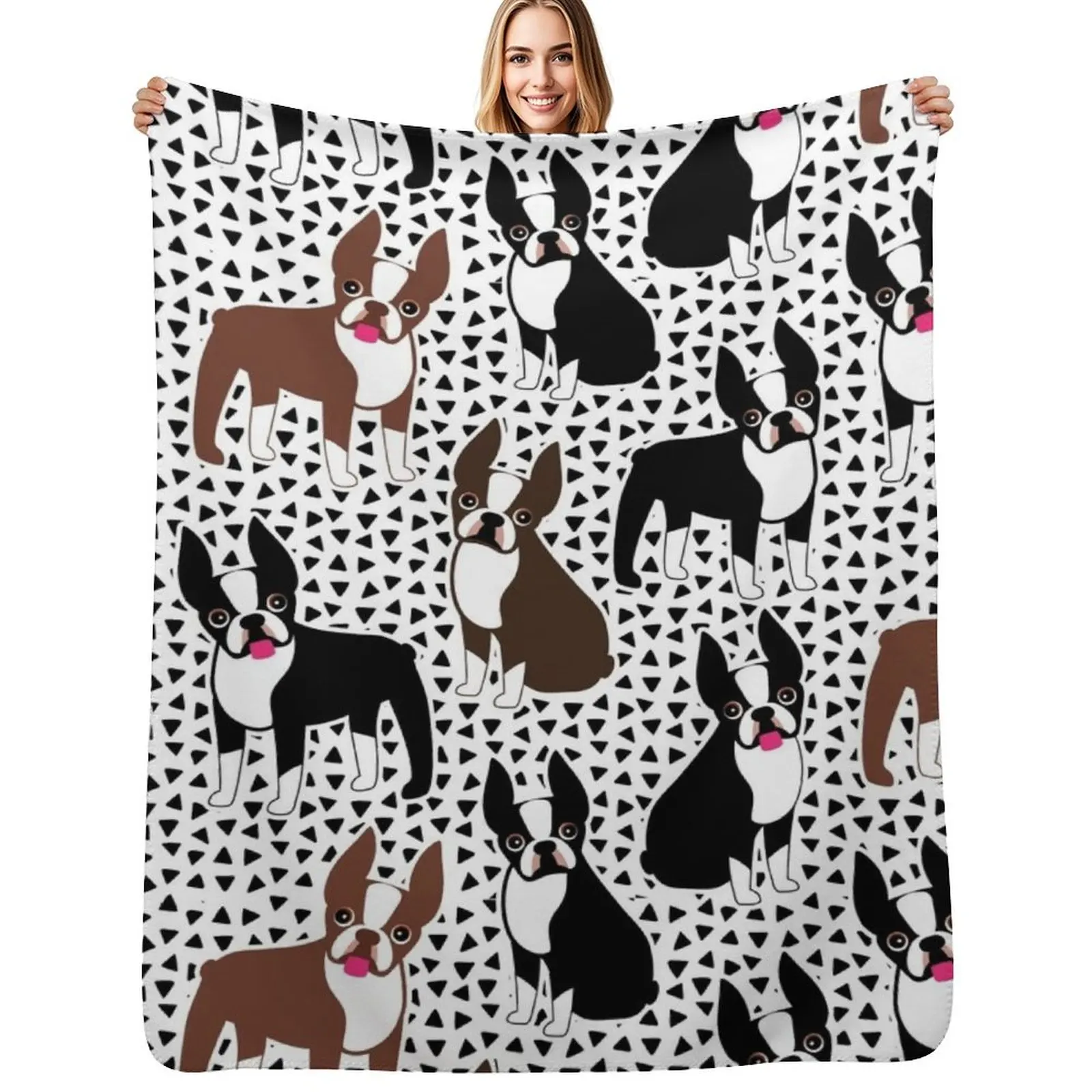 

Boston Terriers Mid-Century Modern Throw Blanket for babies for winter Thermals For Travel Sleeping Bag Blankets