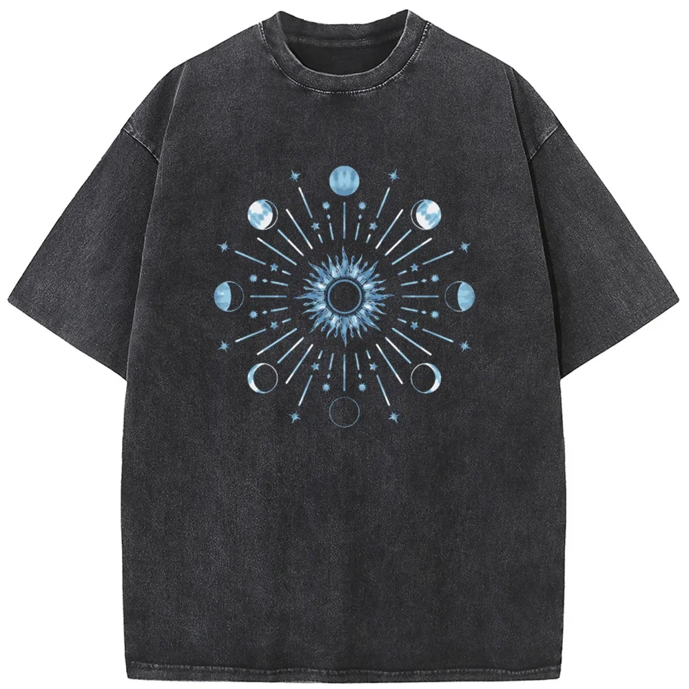 Tie-Dyed XINGX Mandala Men Washed T-Shirt 230g Cotton Funny Loose Bleached Tshirt Retro Fashion Hip Hop Bleach T shirt Tops Tee