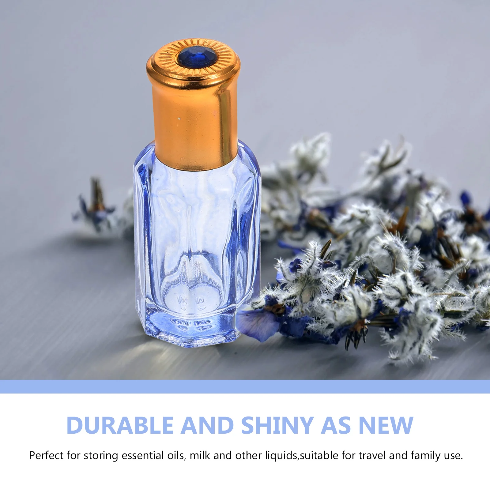 

12Pcs Gem Roller Bottle Small Glass Essential Oil Containers Leakproof Portable for Travel Perfume Sub Package Liquid Roller