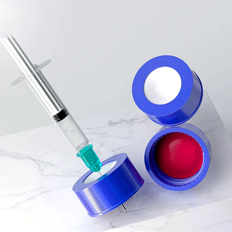 Blue Open-topped Polypropylene Cap Plastic Septa 9 Mm For Chromatography Vial 2 Ml Replacement Agilent