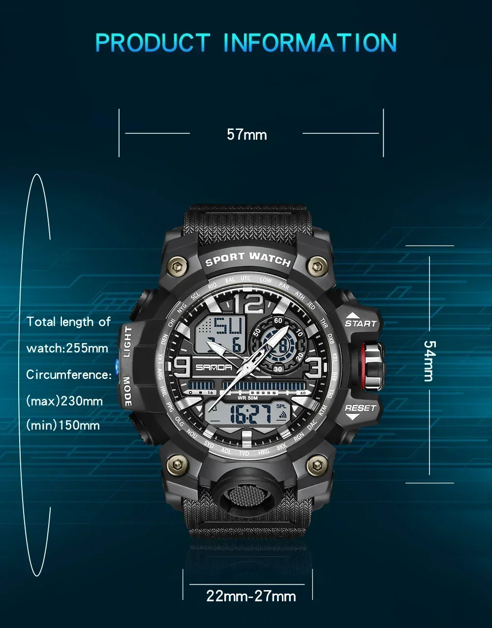 2024 SANDA 3133 G Style New Men's Watches 50M Waterproof Shock Sports Military Quartz Watch For Male Digital Wristwatch