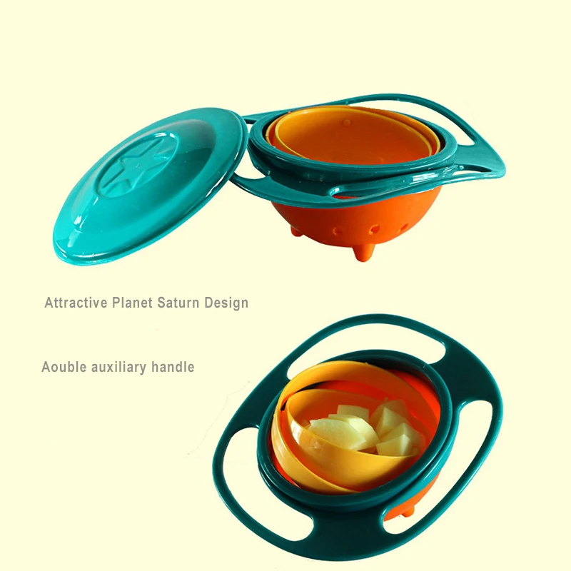 Universal Gyro Bowl 360 Degree Rotation Spill Resistant Feeding Dishes for Baby Training Children Rotary Balance Novelty Gyro