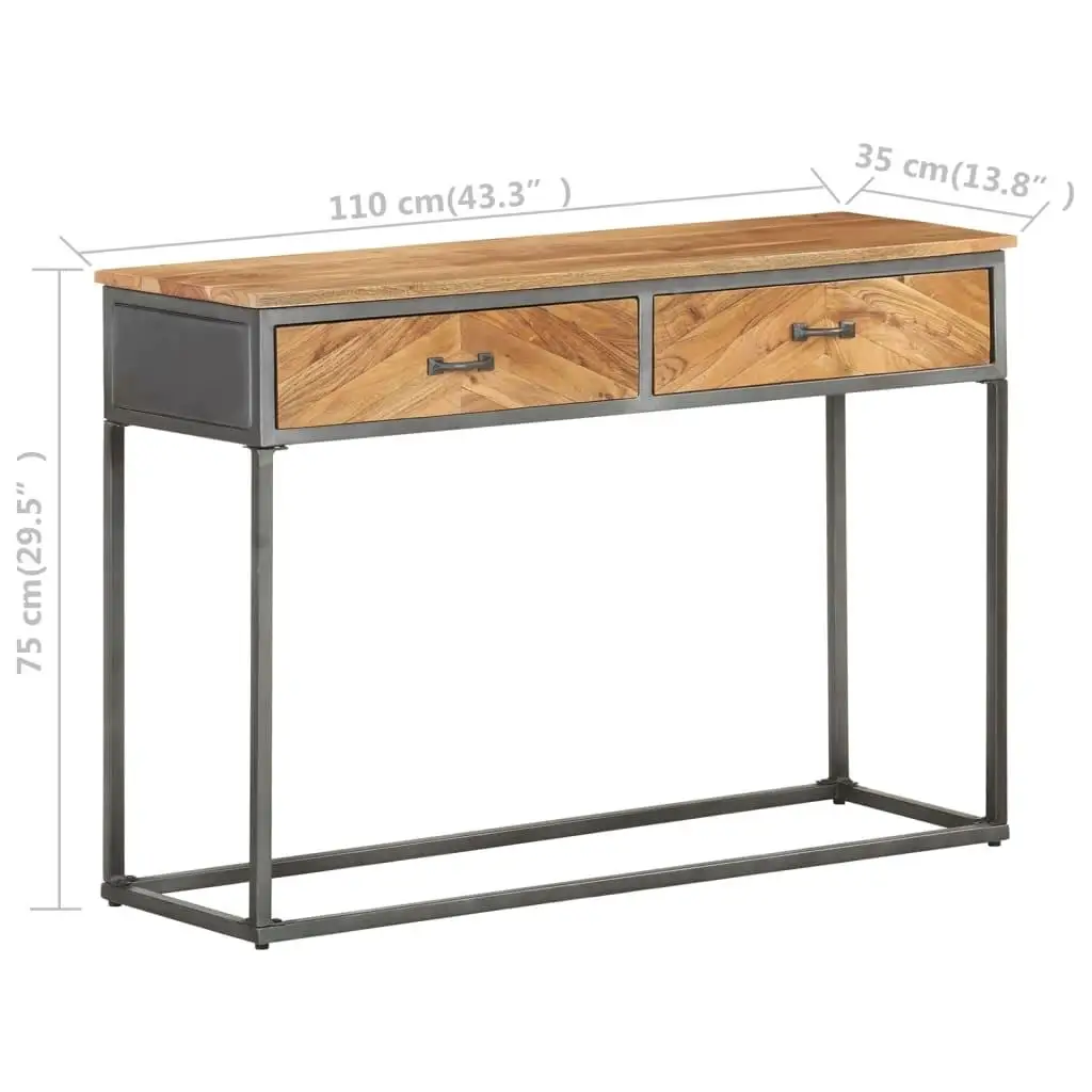 Table Console en Bois d'Acacia Massif 43.3, Meubles d'Entrée, Design Durable et Élégant