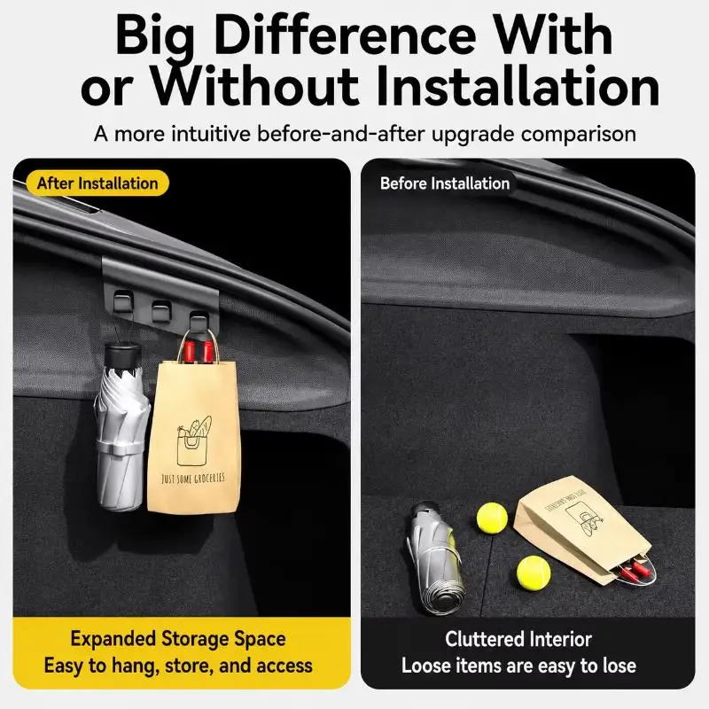 Car Seat Button Rear Trunk Hook Grocery Shopping Bag Holder Cargo Umbrella Hanger Storage Hook Vehicle Interior Organizer Auto
