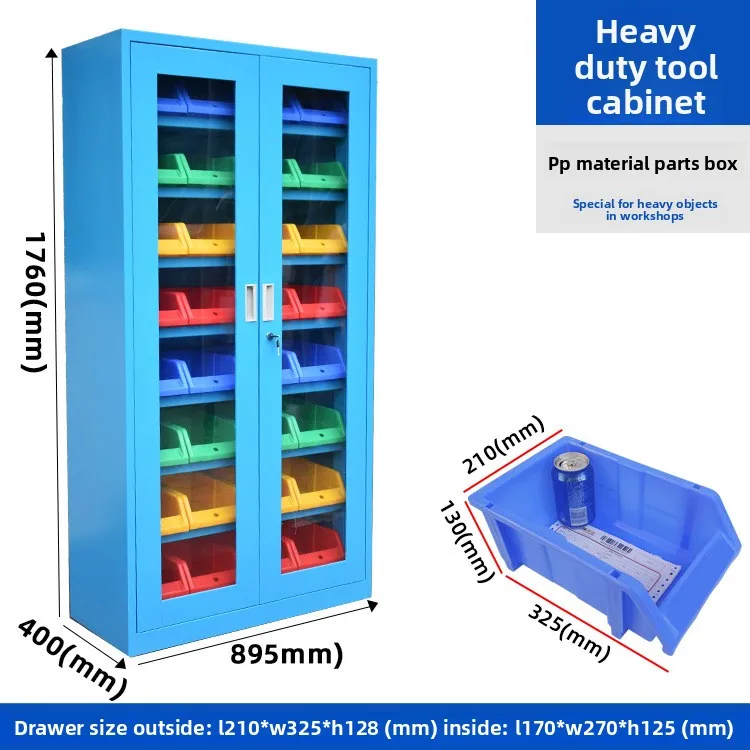 Zhengdong Thickened Iron Sheet Heavy-Duty Auto Repair Tool Storage Cabinet With Transparent Doors Blue Workshop Parts Cabinet