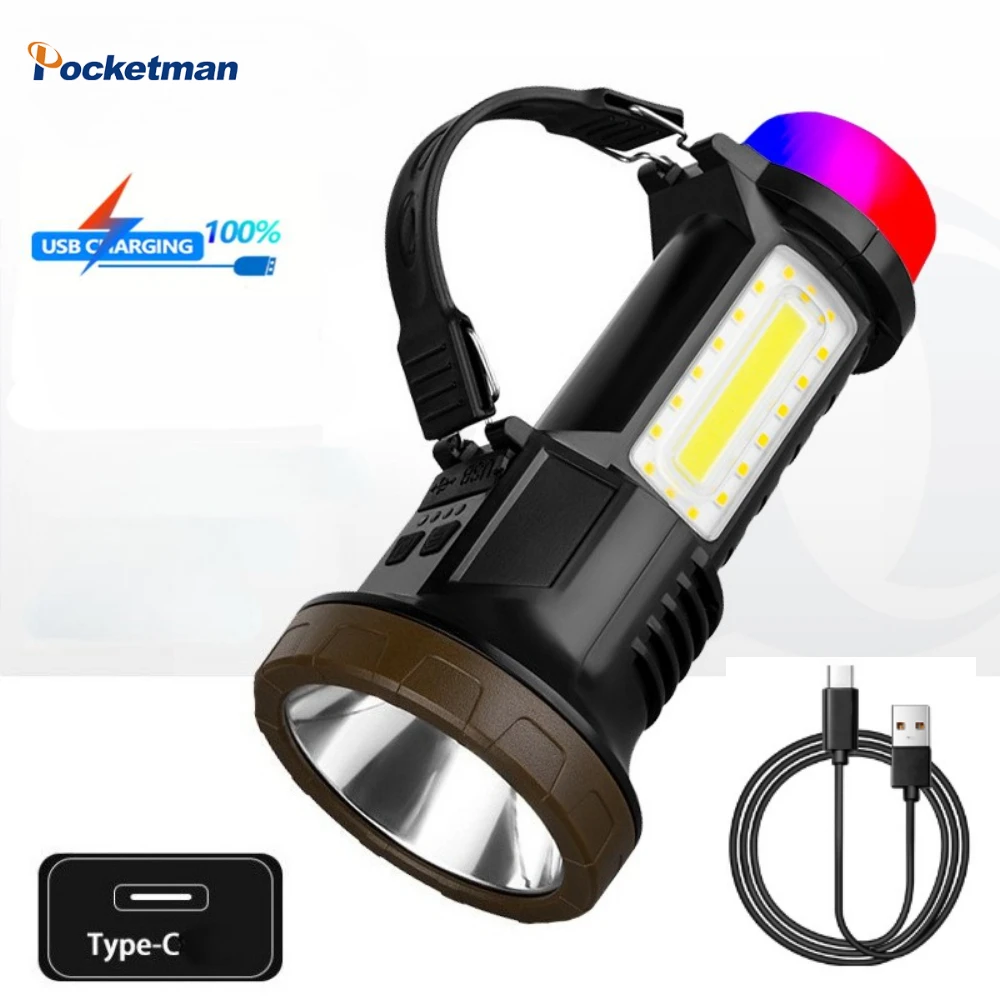 ソーラー-led-懐中電灯多機能防水ハンドヘルド-usb-充電式ナイトランプ屋外キャンプ釣りハンドライトランタン