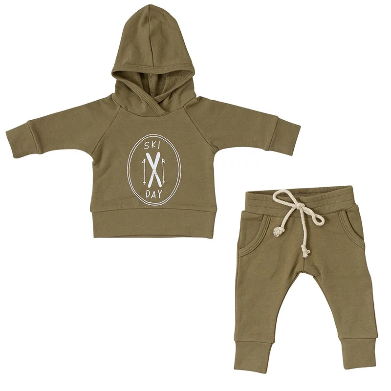 Ensembles de vêtements tricotés en coton pour enfants, survêtement pour bébés garçons et filles, sweat à capuche et pantalon, tenues de vêtements,