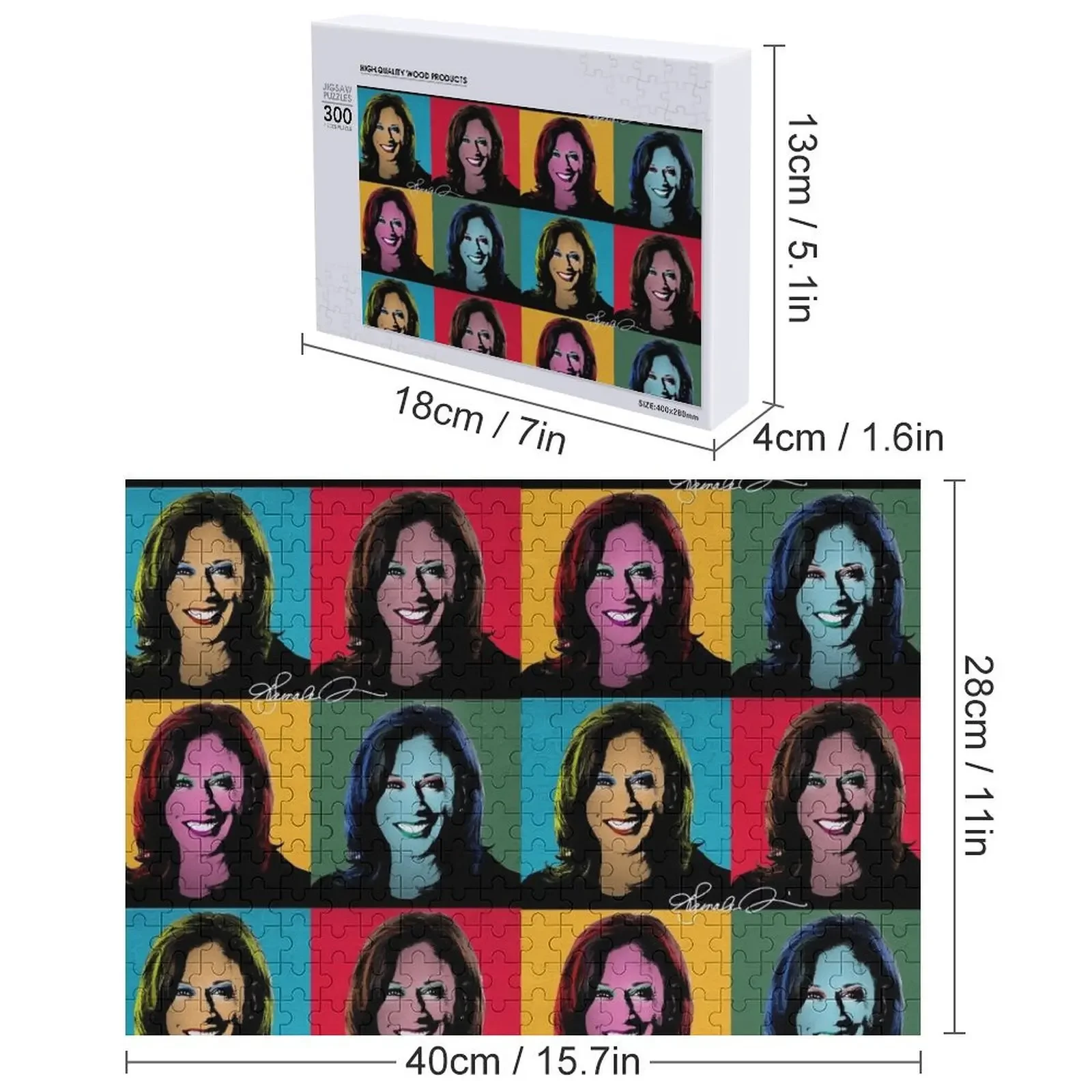 KAMALA HARRIS Pop Art Retrato Quebra-cabeça Quebra-cabeça de madeira para adultos Escala Motores Quebra-cabeça de animais de madeira