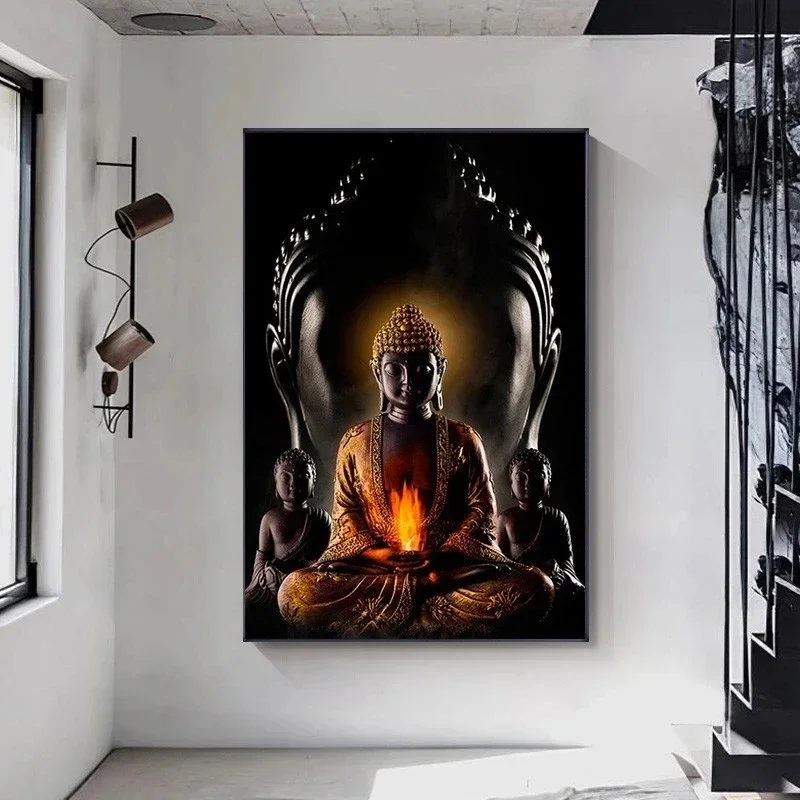 Abstract Colorful Buddha Statue Canvas Paintings Buddhist Art Posters and Print Wall Art for Living Room Wall Decoration Cuadros