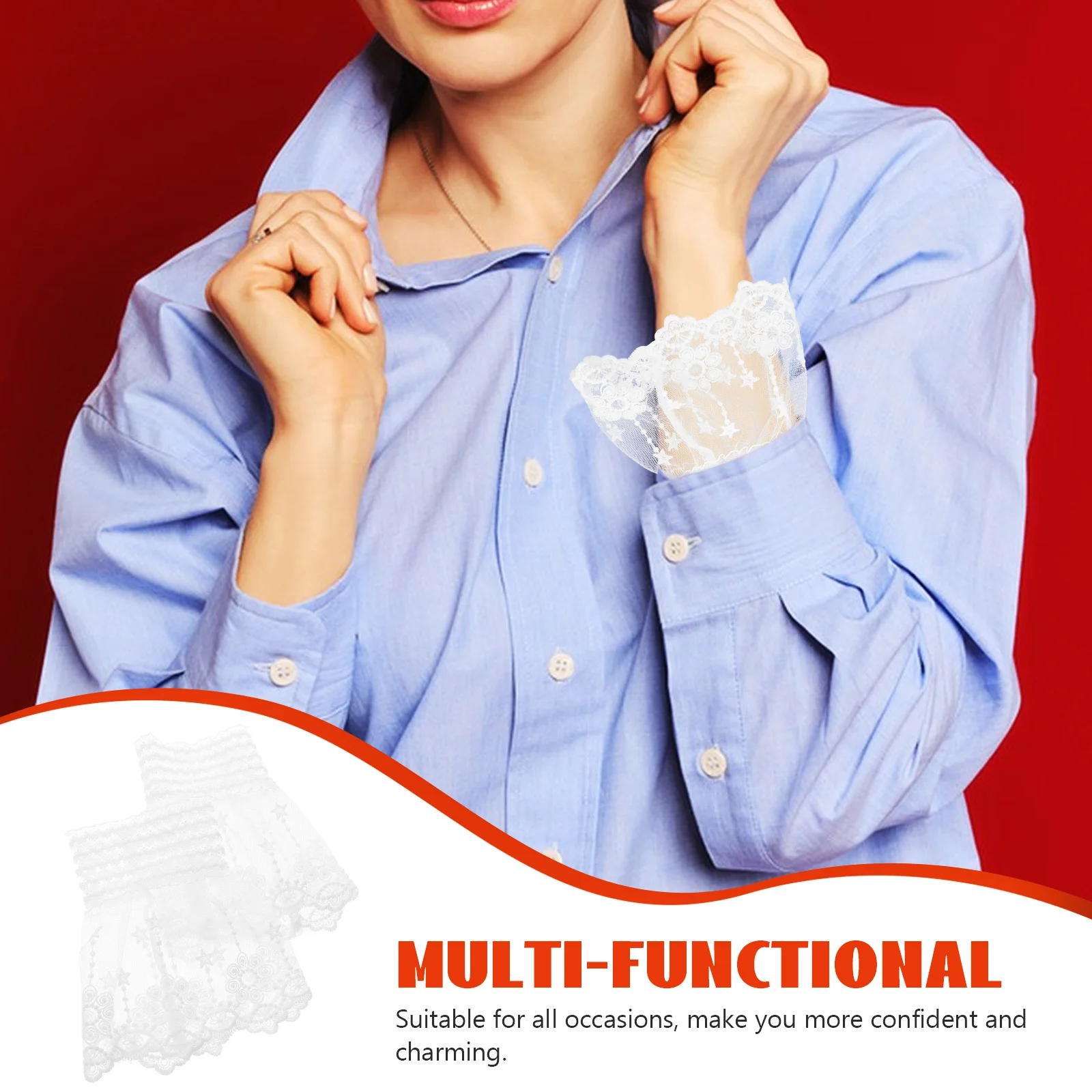 1 زوج ثلاثية الأبعاد الأزهار مزين الدانتيل المعصم الكفة انفصال الأكمام وهمية للنساء الأبيض مجوهرات قفازات لوليتا اليد كم