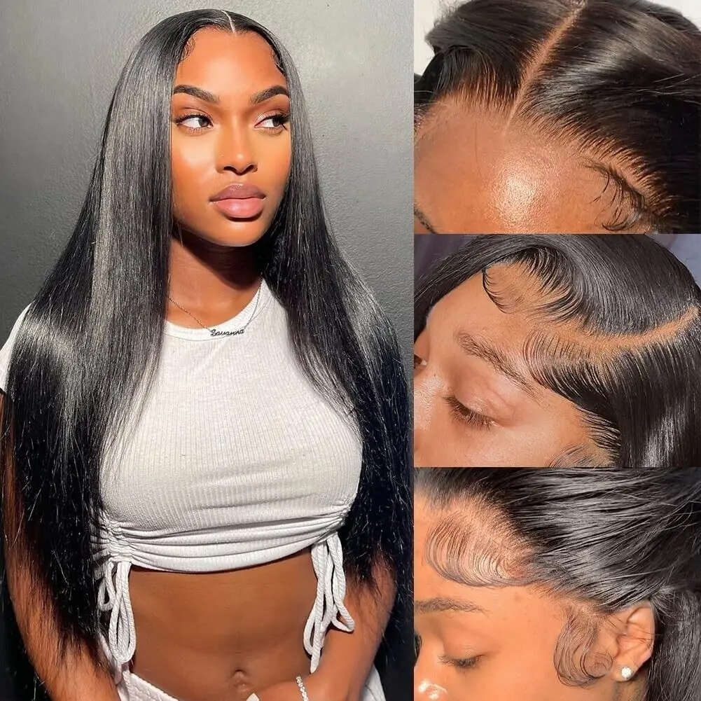 

32inch Straight 4x4 Lace Closure Wigs Brazilian Lace Frontal Wigs