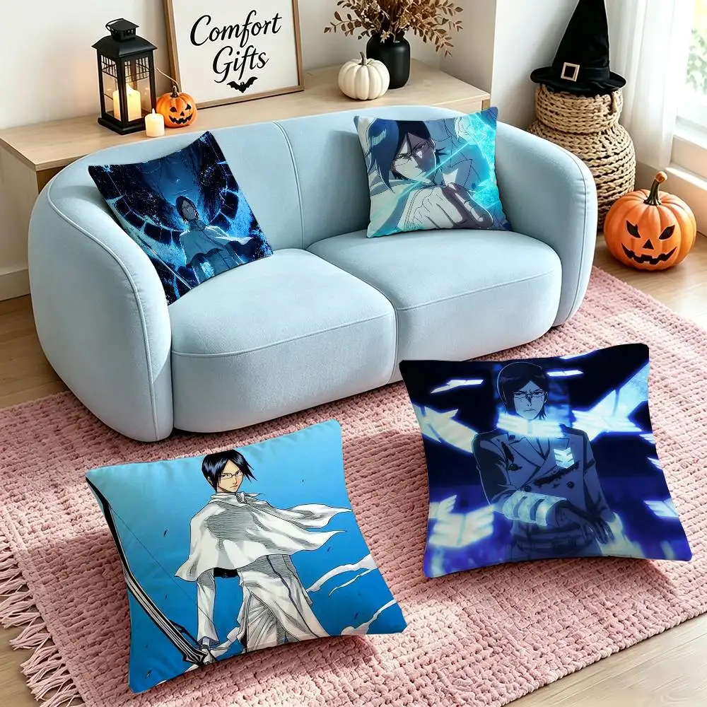 Anime B-Bleach-ES U-Uryu Ishida  Pillow Case Square Double-Sided Sofa Cushion Cover Bedroom Bedside Pillow