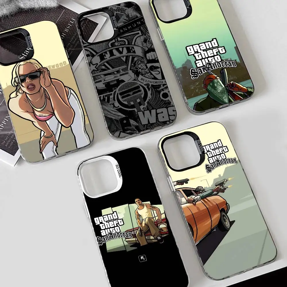 EPC الساخن لاعب واحد لعبة Rstars GTA موضة جراب هاتف IMD اللون الفضي شل آيفون 16 15 14 13 12 11 برو ماكس زائد