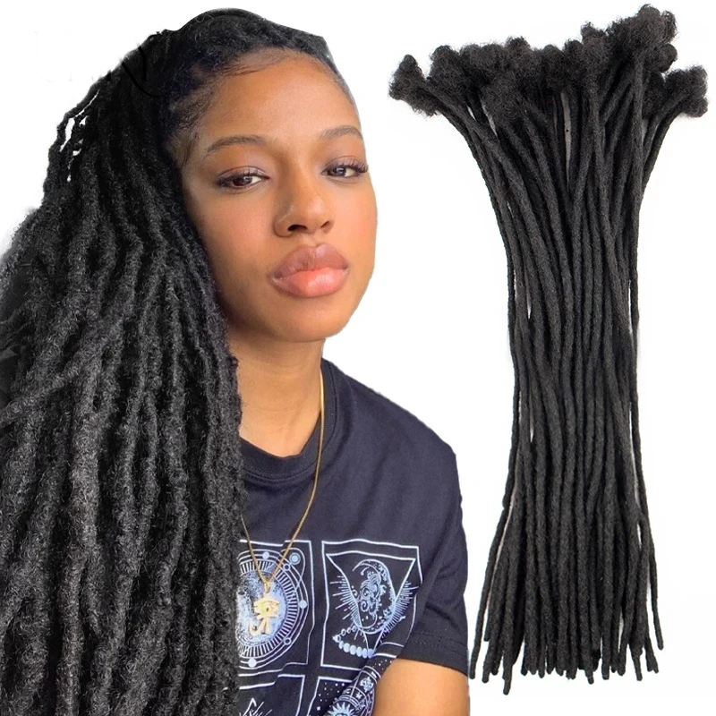 Dreadlocks brasileiros artesanais para mulheres e homens, extensões reais do cabelo humano, 0.6cm, 8 ", 10", 12"