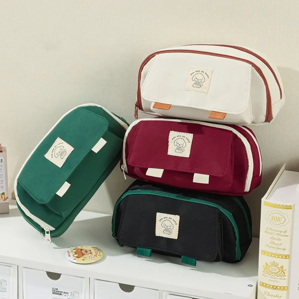 Astuccio per matite modello cane cartone animato Borsa per cancelleria multistrato di grande capacità Borsa di stoccaggio multifunzionale portatile