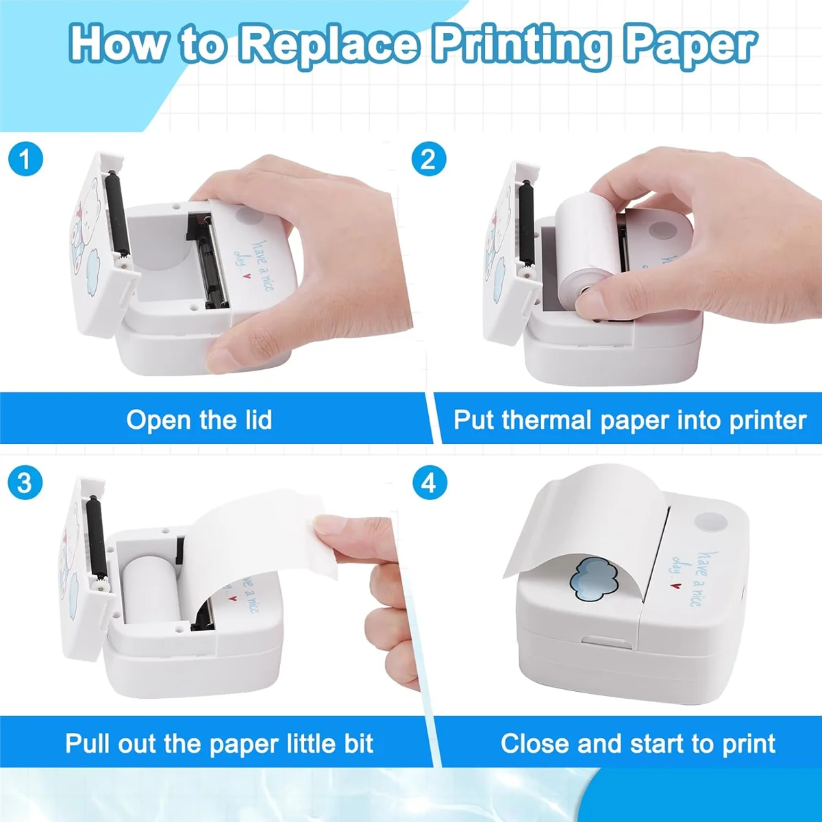 Карманный принтер GOB-oMini Портативный термопринтер Бесчернильный карманный принтер Маленький фотопринтер для учебных заметок, заметок,