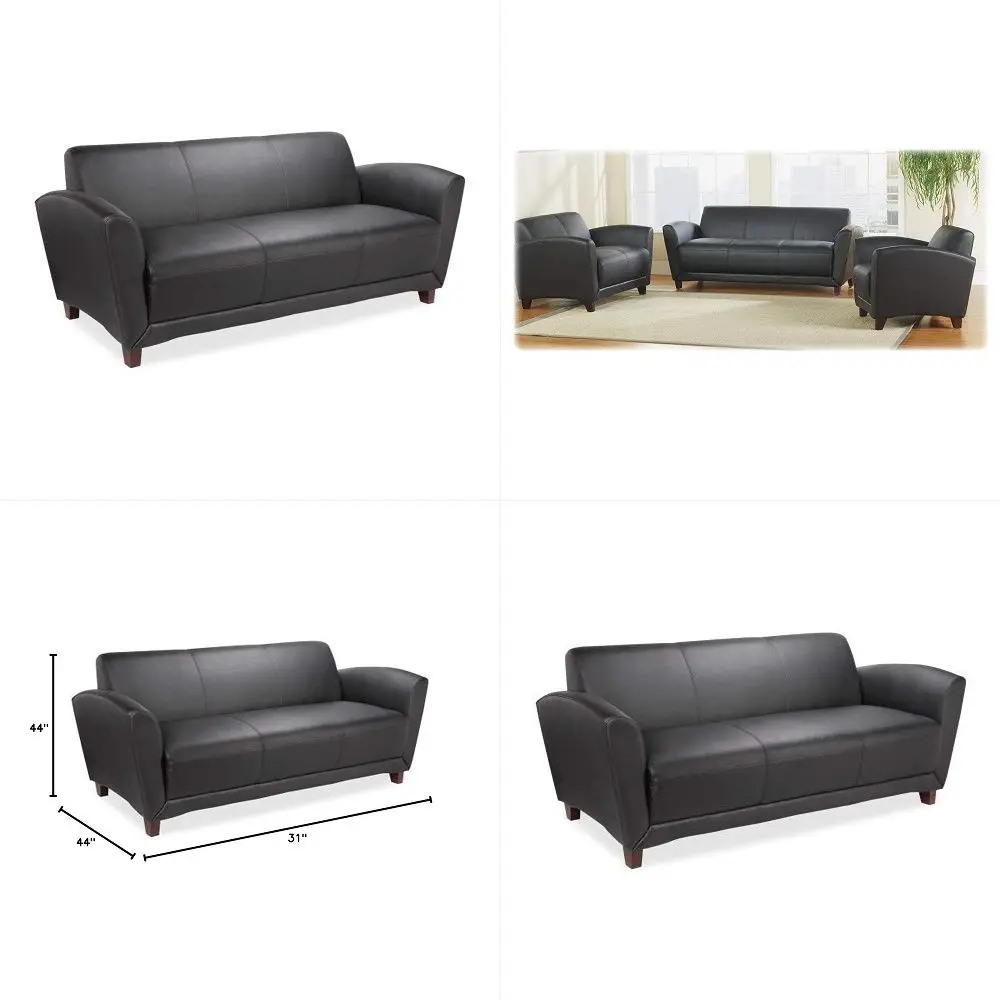 Sofa Set Living Room Furniture Set 3 Piece Sofa Set Modern Leather Couch Set with Solid Wood Frame, Metal Legs, Thick Cushion S