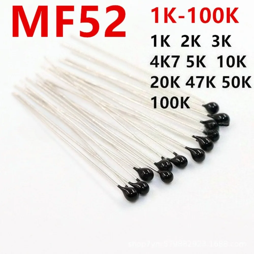 NTC Thermistor MF52 20Pcs Multiple Values Set 1K 2K 3K 4K7 5K 10K 20K 47K 50K 100K Temperature Sensor For Arduino DIY Project
