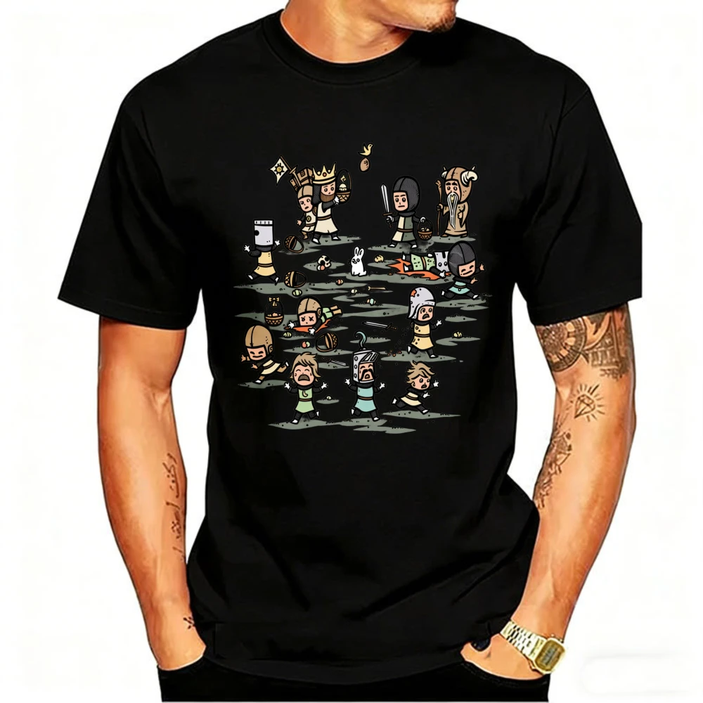 Monty Python Rabbit Oster-T-Shirt, Cartoon-Ritter und Ostereier-Grafik-T-Shirt, lustiges britisches Comedy-Oberteil für Monty Python-Fans