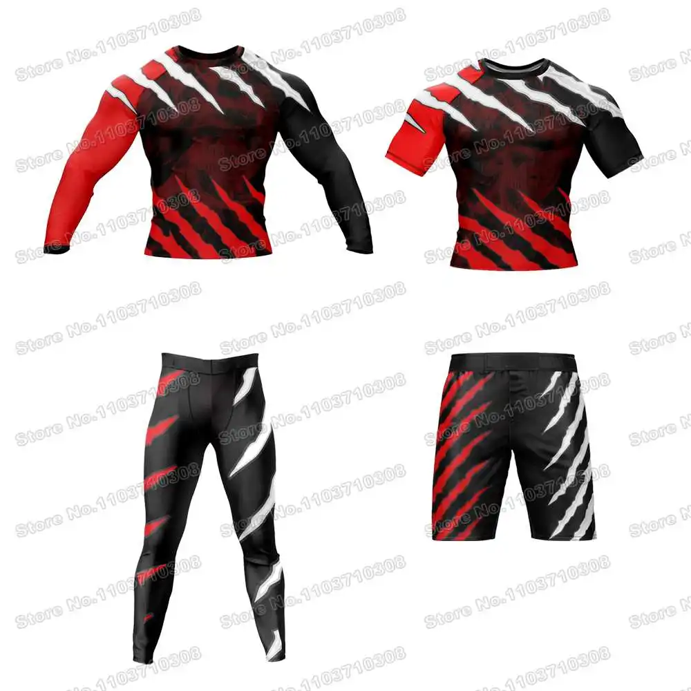 Rip Short Rash Guards Surfing Beach Trousers Swimwear Diving Gym Long sleeves MMA BJJ Men Jiu Jitsu Fitness Sets