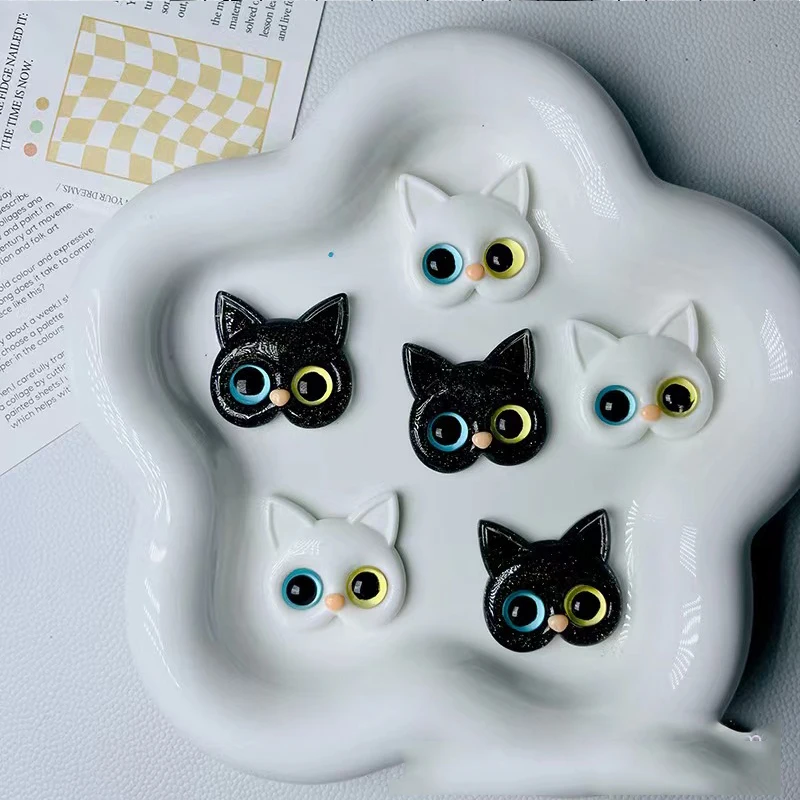 6PCS/Bag 3D Animal two color eyes personality cat demon Design Nail Charm Resin DIY Nail Art Accessories