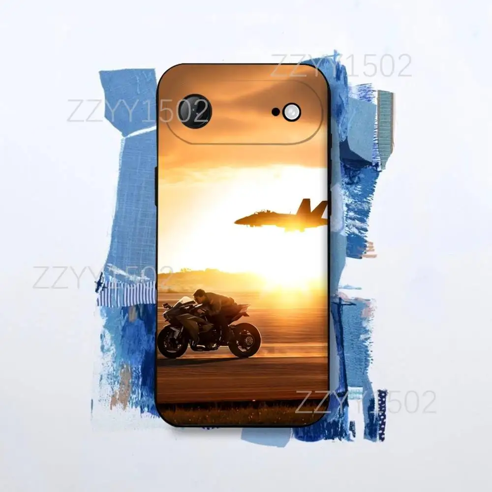 Casing Ponsel T-Top GunS M-MaverickS Untuk iPhone 17,16,15,14,13,12,Pro,Max,Plus,E,SE4,Air,Mini Hitam Funda Shell