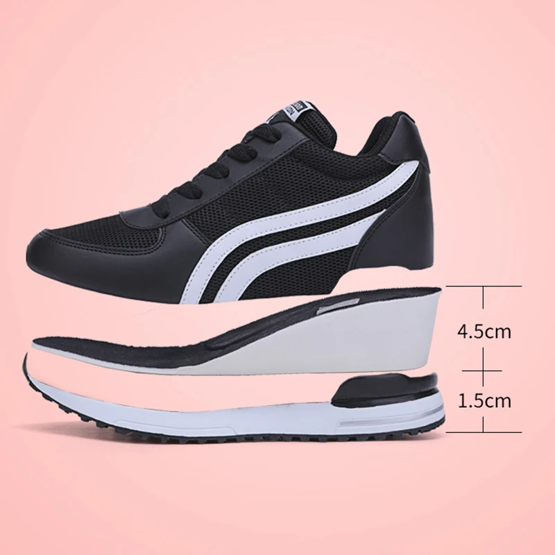 Women\'s Spring and Autumn Mesh Elevated Small White Shoes New Breathable Casual Sports Sneakers