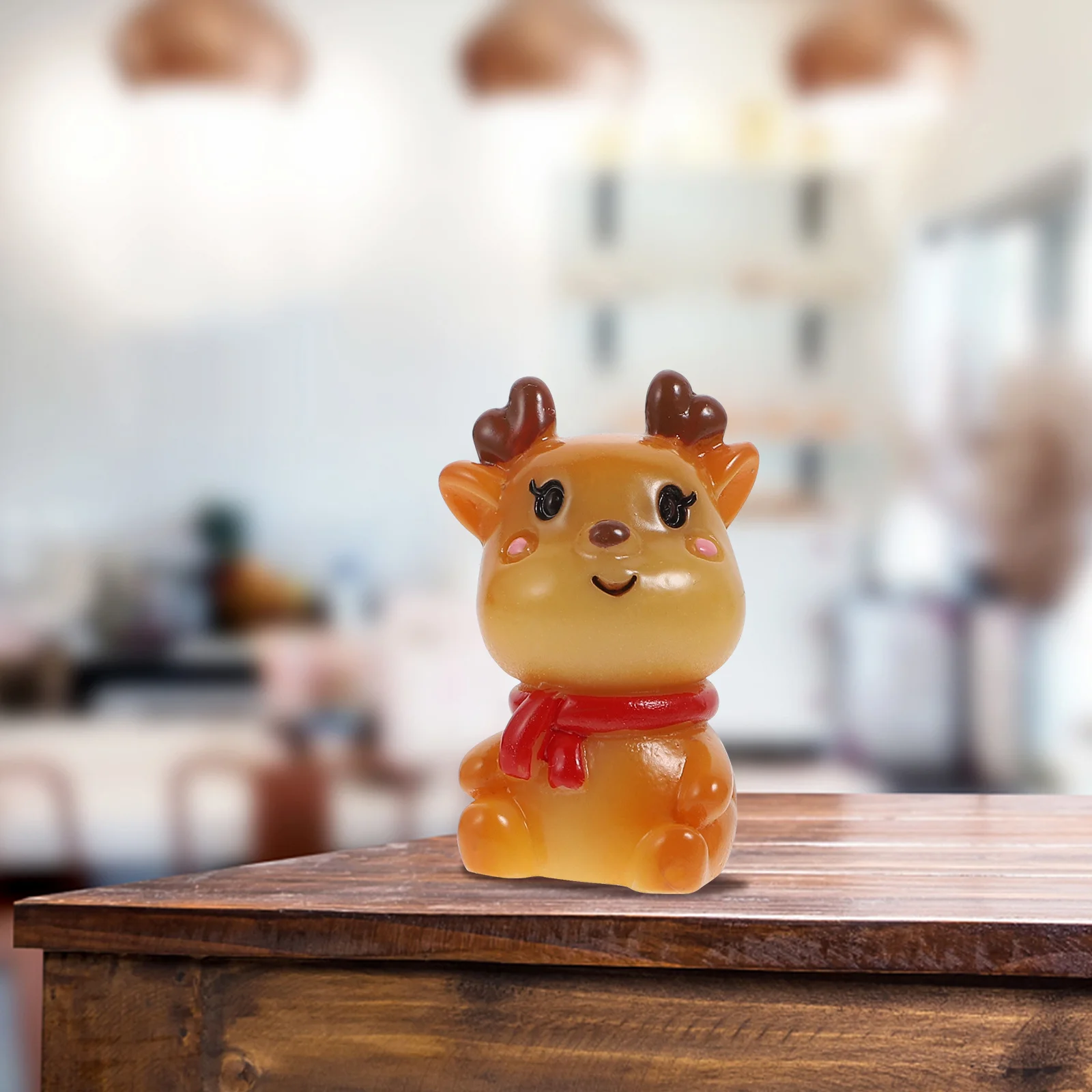 

6Pcs Christmas Resin Ornaments Set Assorted Color Creative Xmas Elk Crafts Decorative Resin Holiday Home Desktop Ornaments