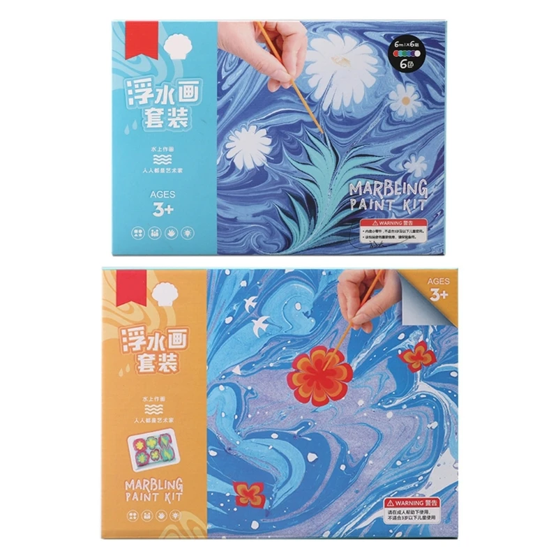 

Kids Water Marbling Paint Set Non Toxic for Fabric Paper DIY Arts Crafts 6/12pcs