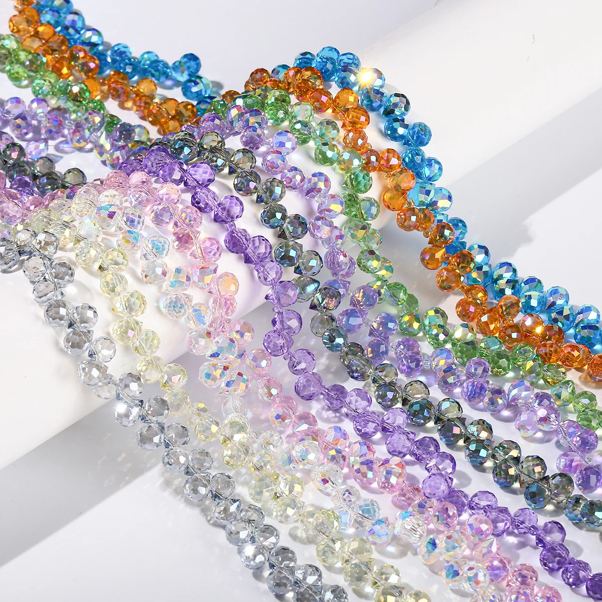 50 Pcs/lot Colorful Glass Crystal Bead AB Color Faceted Shiny Water Drop Bead for Jewelry Making DIY Necklace Earrings Accessory