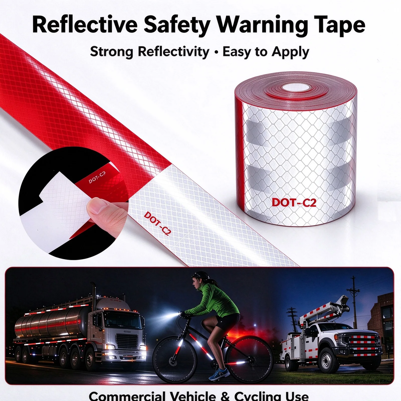Waterproof Reflective Conspicuous Tape DOT-C2 Red White Safety Warning Reflective Sheet Is Commonly Used At Construction Sites