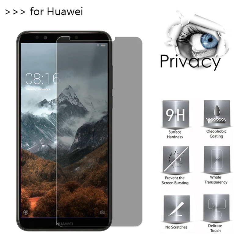 Anti-Spionage-Schutz aus gehärtetem Glas für Huawei P20 P40 Lite E 5G P30 Pro Privacy Displayschutzfolie für Huawei P10 Plus Filme Glas – Detail 6