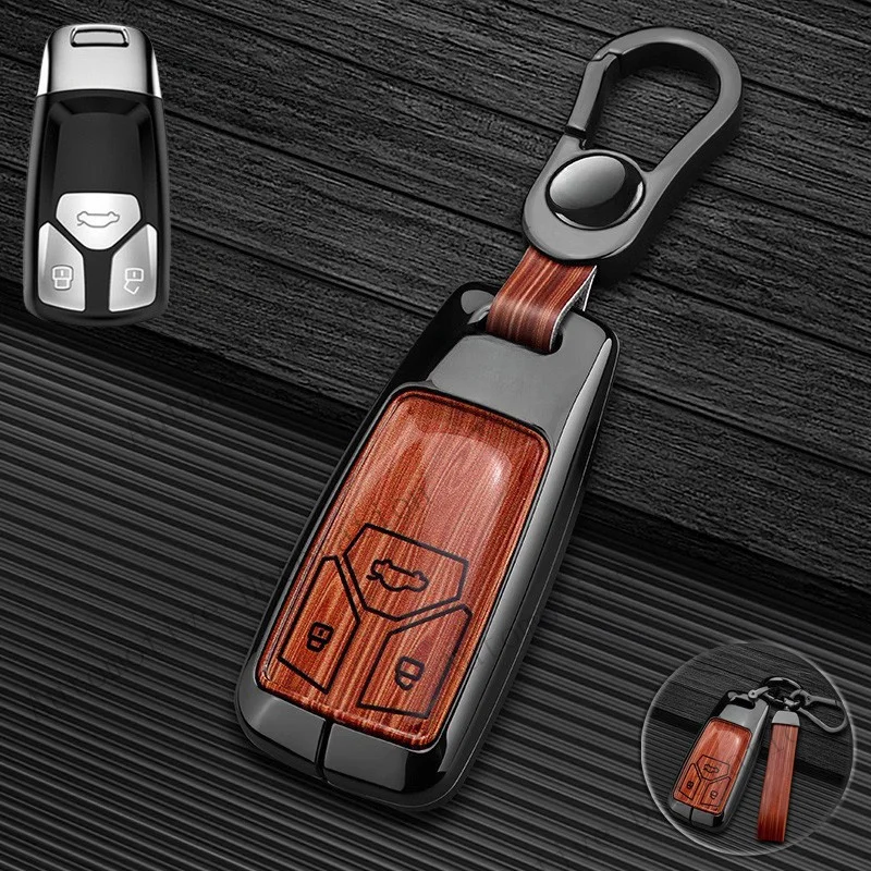 Z+ Zinc Alloy Leather Car Key Fob Case Cover For Audi A4 A5 S4 S5 B9 Q7 M4 Q5 TT RS