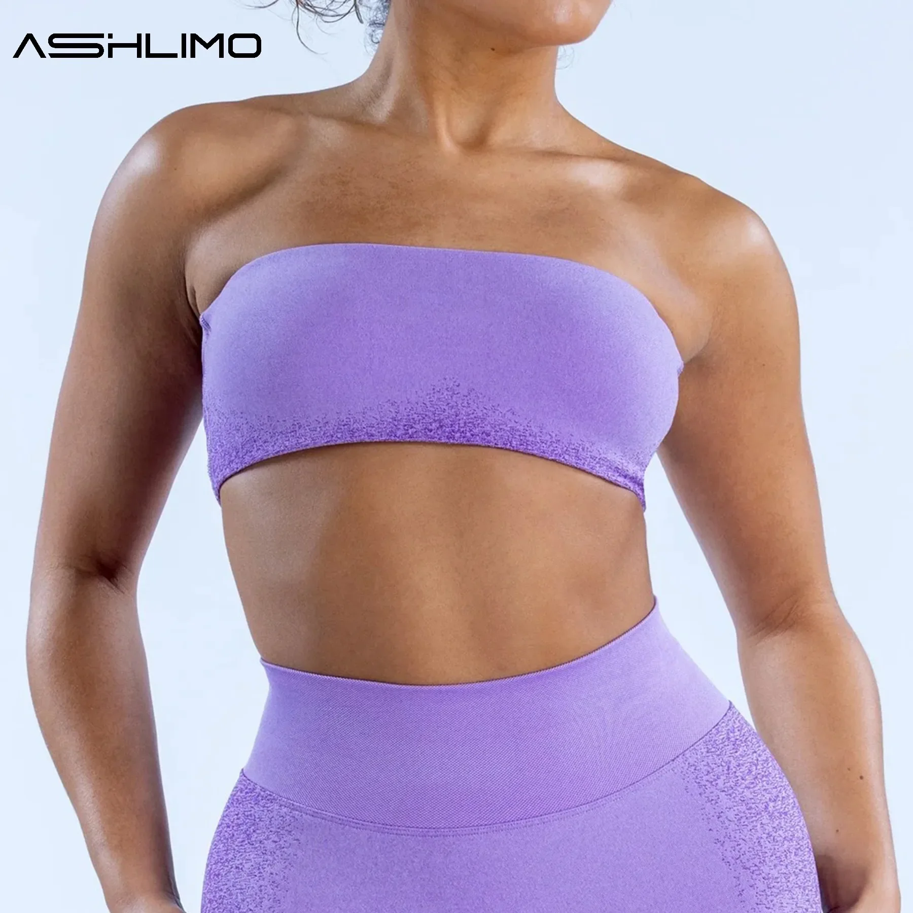 

ASHLIMO Sports Bra Ignite Bandeau Gym Bra Fitness Clothes Women Removable Bra Pads Minimal Backless Sports Bra Halter