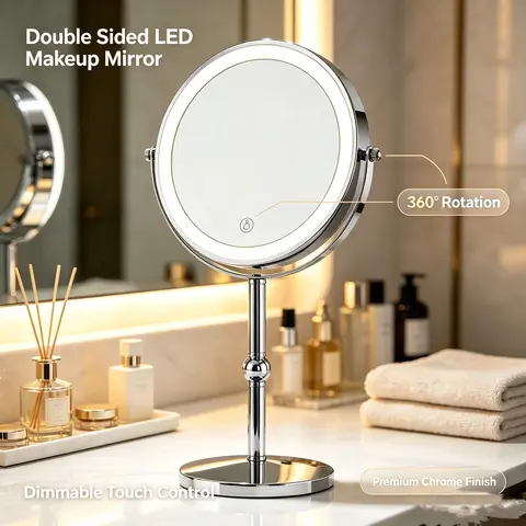 Touch LED Magnifying Makeup Mirror Double Sided 10X Magnification Desk Vanity Mirror Bathroom Cosmetic Mirror