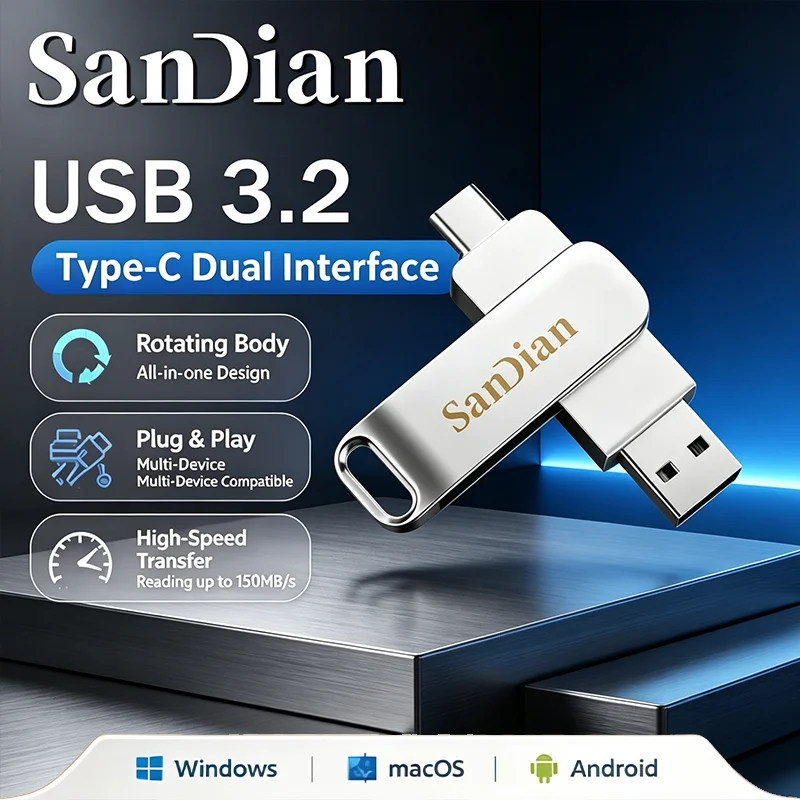 2026 NEW High Speed Memory Stick Ultra Dual Drive Luxe USB 3.2 Type-C Flash Drive Metal U Disk 128GB 256GB 512GB 1TB