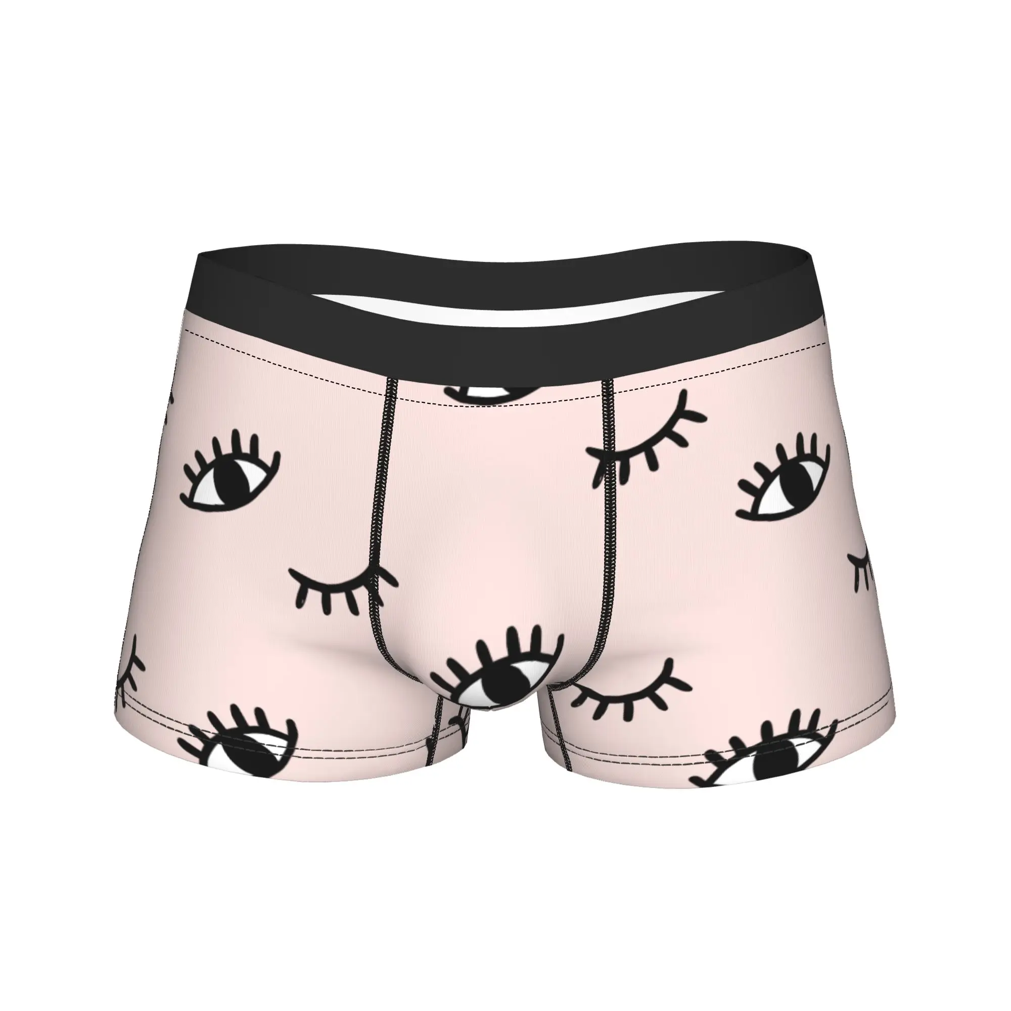 

Мужское длинное нижнее белье с ресницами, сексуальные трусы-боксеры с закрытыми глазами, шорты, мужские мягкие трусы M-XXL