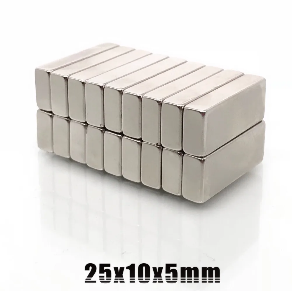 2/5/10/20/50pcs 25x10x5 Strong Neodymium Magnet Thickness 5mm Block Permanent Magnets 25x10x5mm Powerful Magnetic 25*10*5