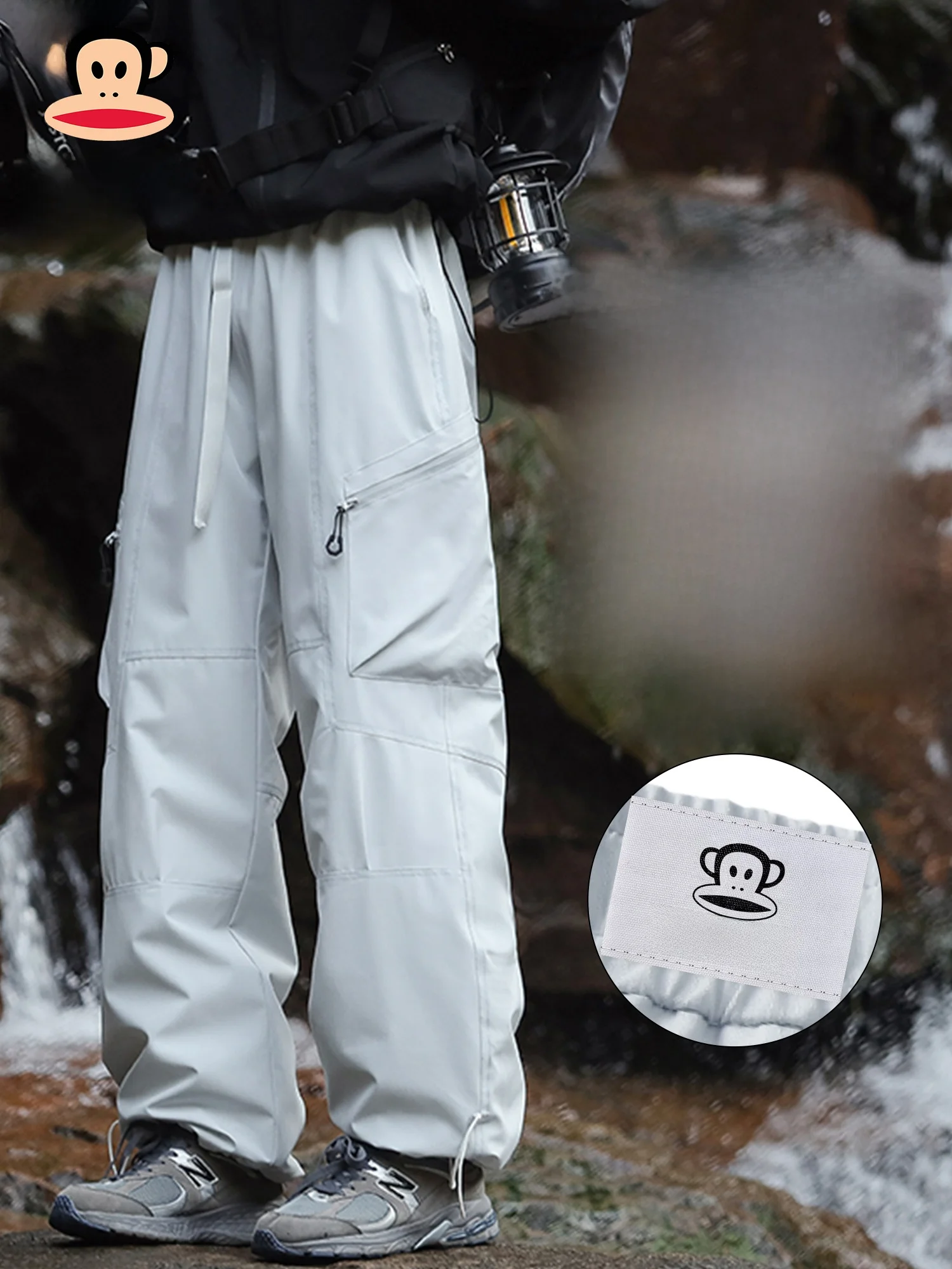 

Мужские зимние теплые пуховые брюки Paul Frank: свободные, прямые, рабочие, длинные, в американском стиле, морозостойкие, молодежные, повседневные