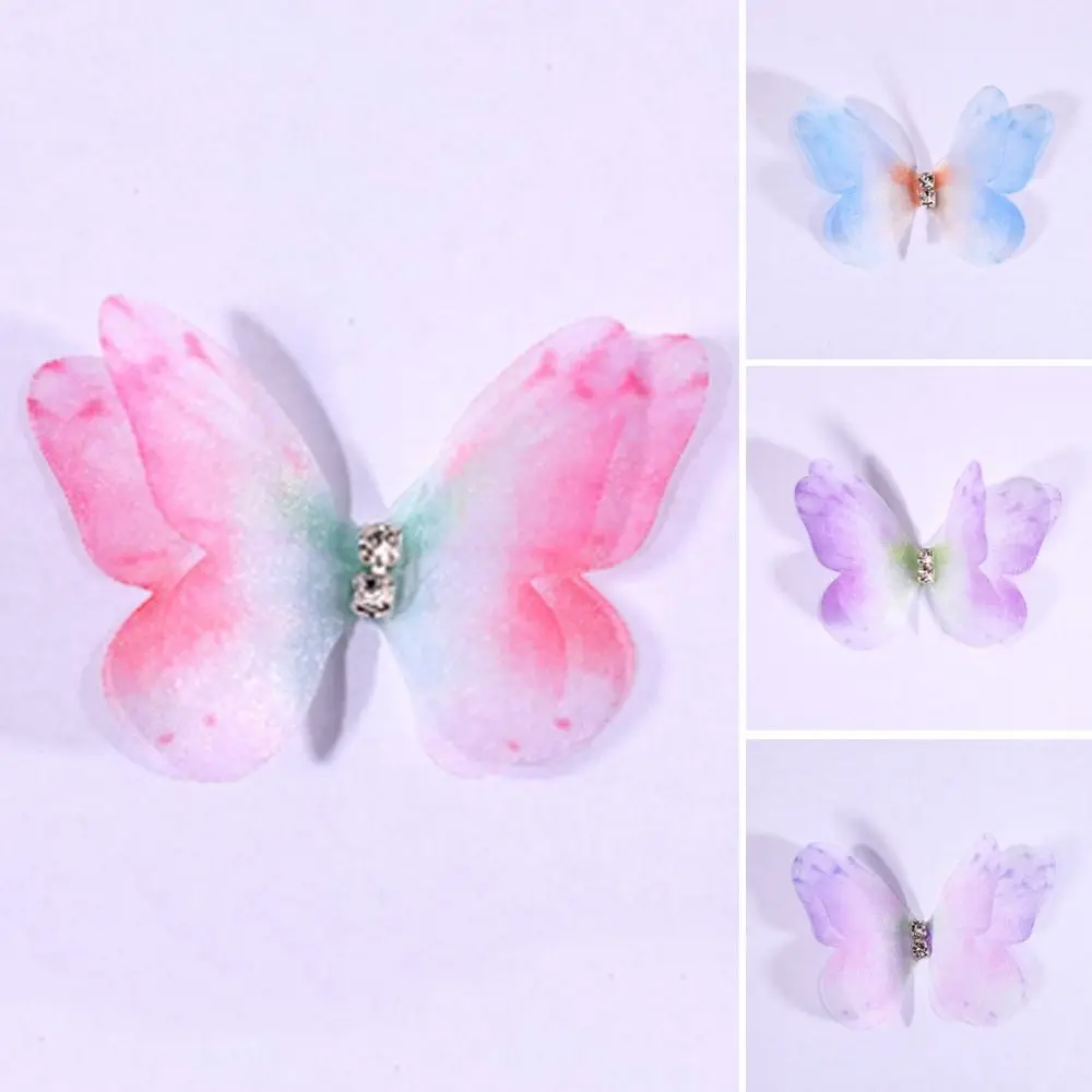 

50Pcs 3D Organza Fabric Butterfly Appliques Gradient Color Handmade Chiffon Butterfly Embroidered Patches Double-layer