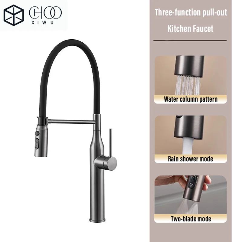 

Kitchen magnetic hot and cold pull faucet, vegetable and dish washing sink splash-proof faucet