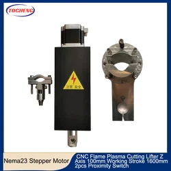 Nema23 Stepper 100mm Stroke 1600mm/Min CNC Flame Plasma Cutting Lifter Z Axis + Anti-Collision Fixture + 2pcs Proximity Switch