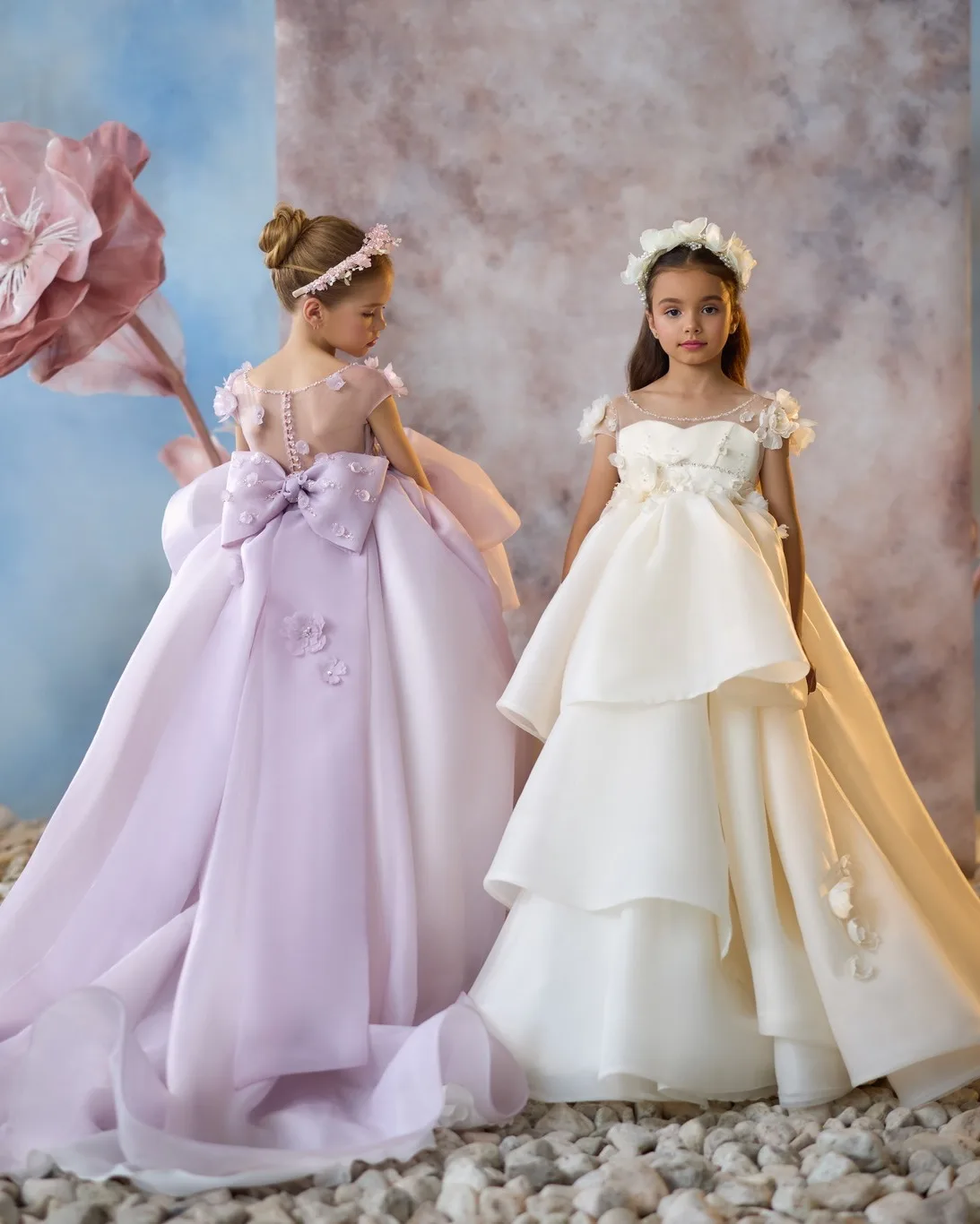 Lilac เจ้าหญิงดอกไม้สาวชุดดอกไม้เด็กผู้หญิงวันเกิด Party Gowns ที่กําหนดเอง Appliqued เด็ก First Communion Dresses