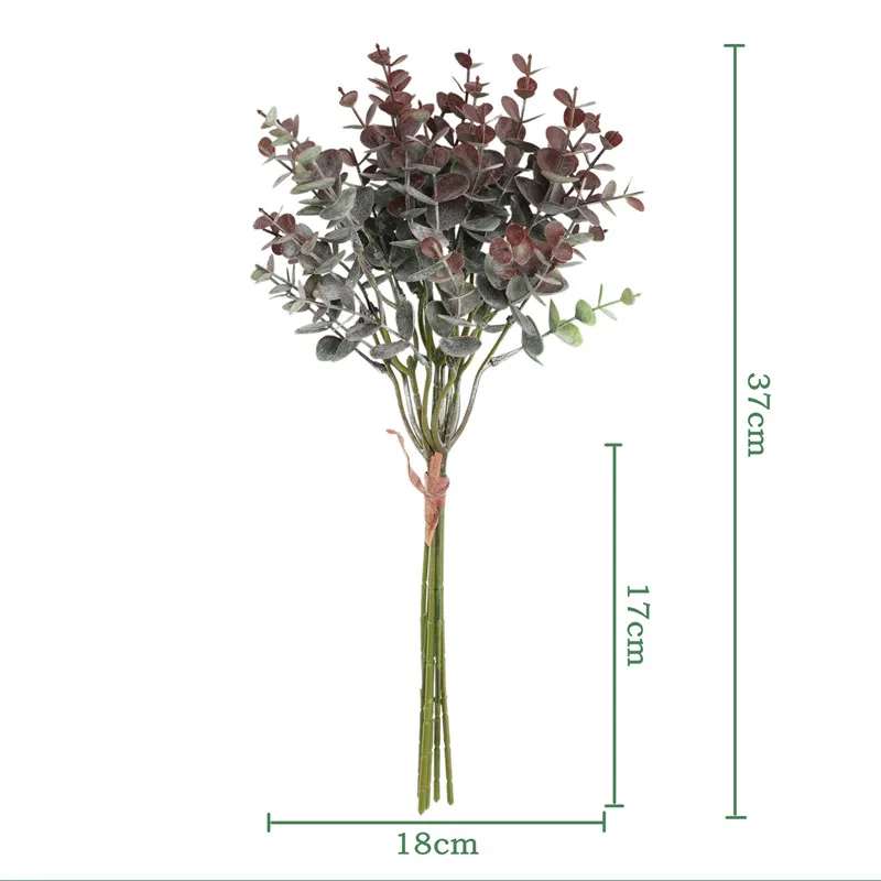 6 Zweig 36 Köpfe Eukalyptusblatt Künstliche Pflanzen Blumenstrauß für Wohnzimmer Dekoration Braut Hochzeit Vasen Blumen Blumenstrauß Dekor – Detail 3