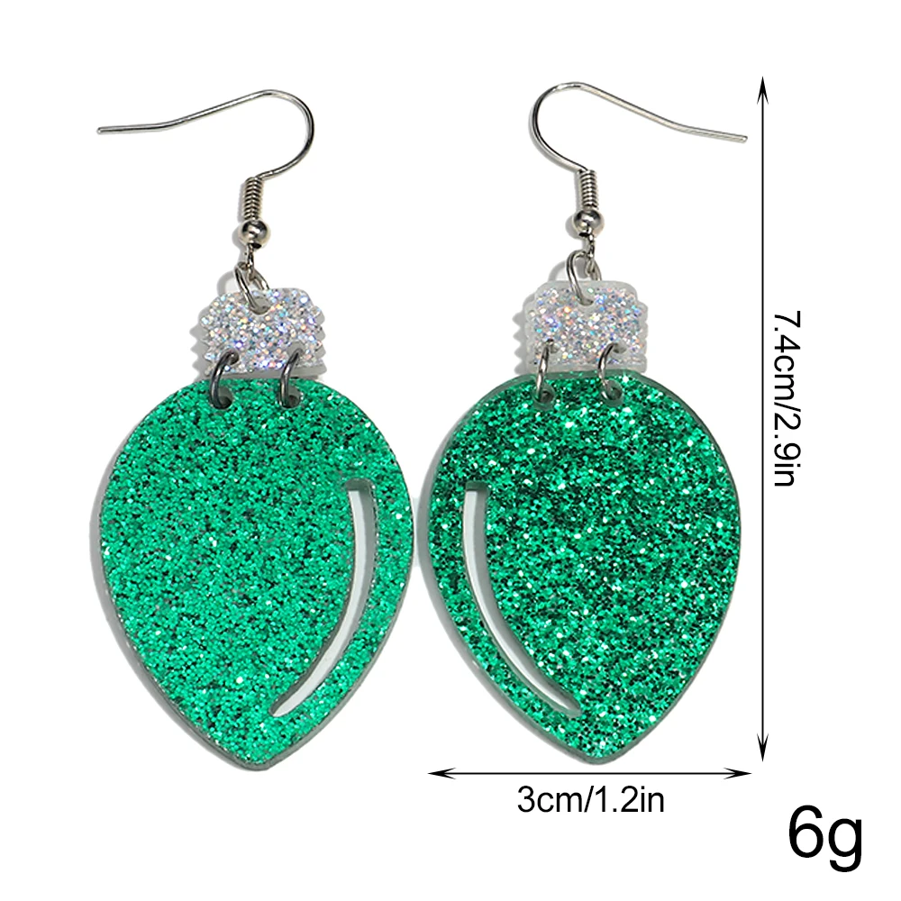 موضة بريق عيد الميلاد الأحمر الأخضر المصباح الكهربي إسقاط أقراط مضحك الاكريليك هندسية القرط مجوهرات هدايا عيد الميلاد مهرجان #3